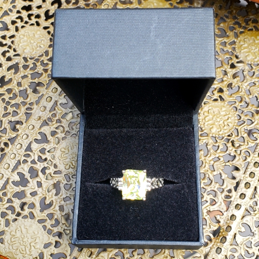 SOLD! Lia Sophia Silver Plated, Light Green Fashion ring, Size 8